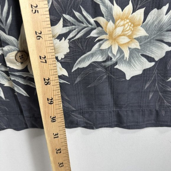Tommy Bahama Hawaiian Camp Shirt Men Large Silk Tropical Black Floral Button Up‎ - Picture 5 of 8